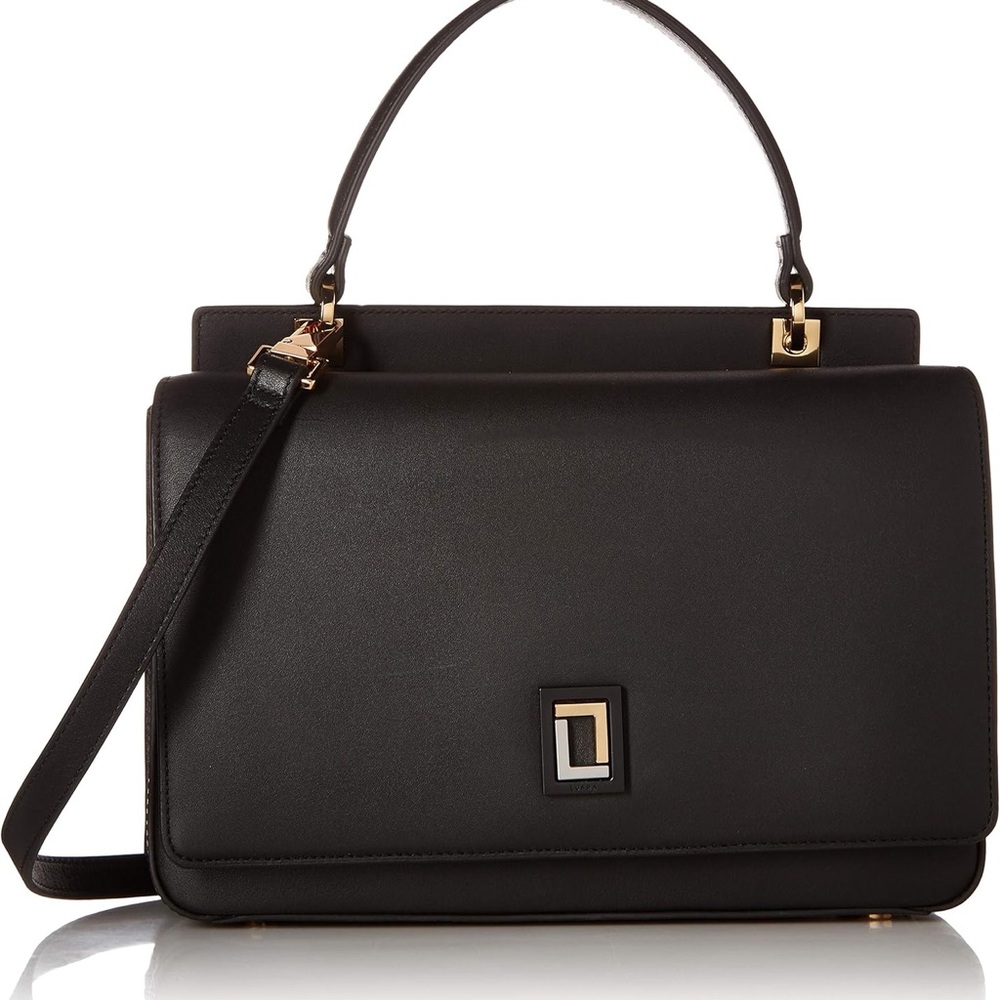 Luana Italy- mini satchel 100% leather purse in Ebony with brass hardware